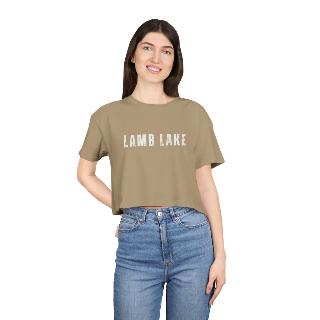 Lamb Lake Crop Tee — Women's Casual Lakeside Graphic Top
