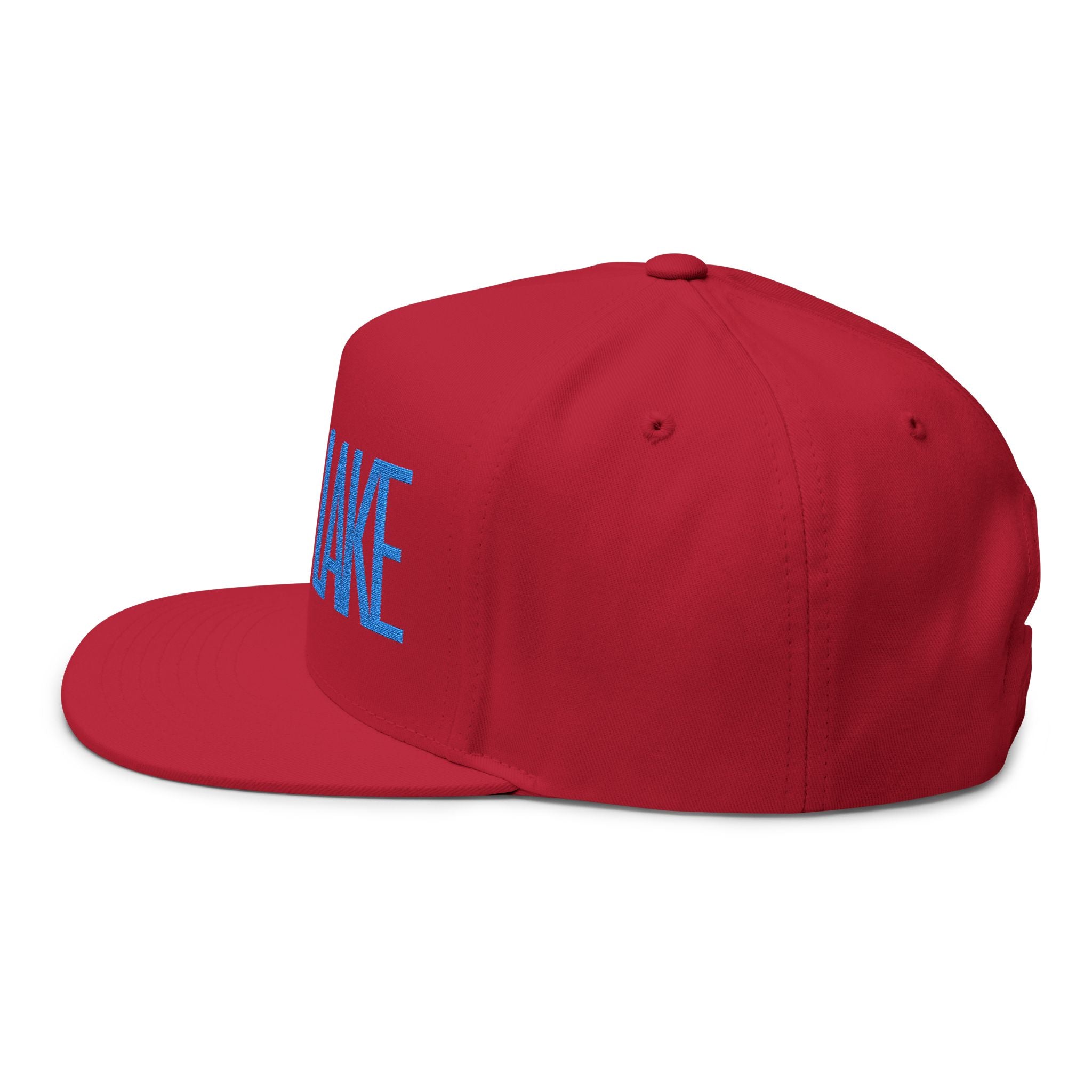 Flat Bill Cap — Minimal Embroidered "LAMB LAKE" Logo Snapback