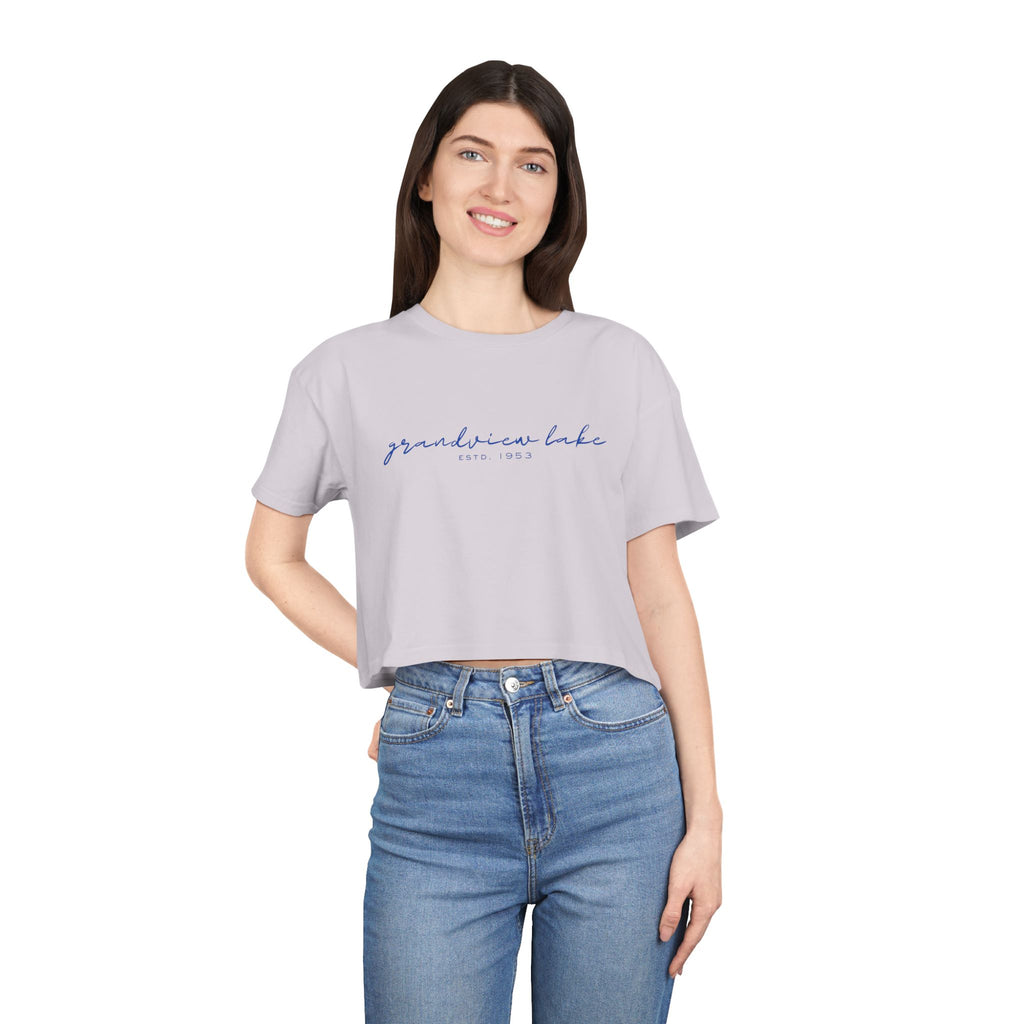 Script Logo Crop Tee — "grandview lake" Women's Casual Top