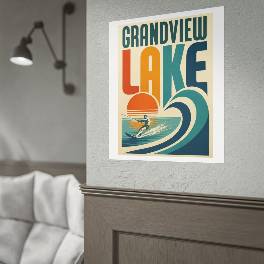 Grandview Lake Vintage Surf Poster — Retro Lakeside Wall Art (Rolled Poster)
