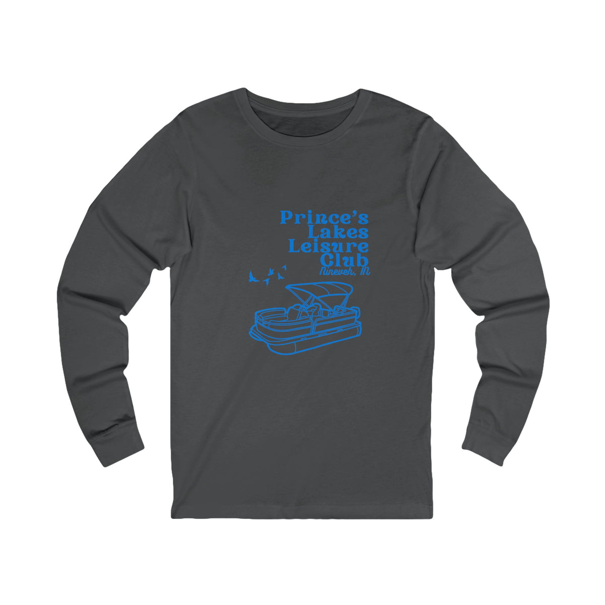 Prince's Lakes Leisure Club Long Sleeve Tee — Vintage Pontoon Boat Graphic