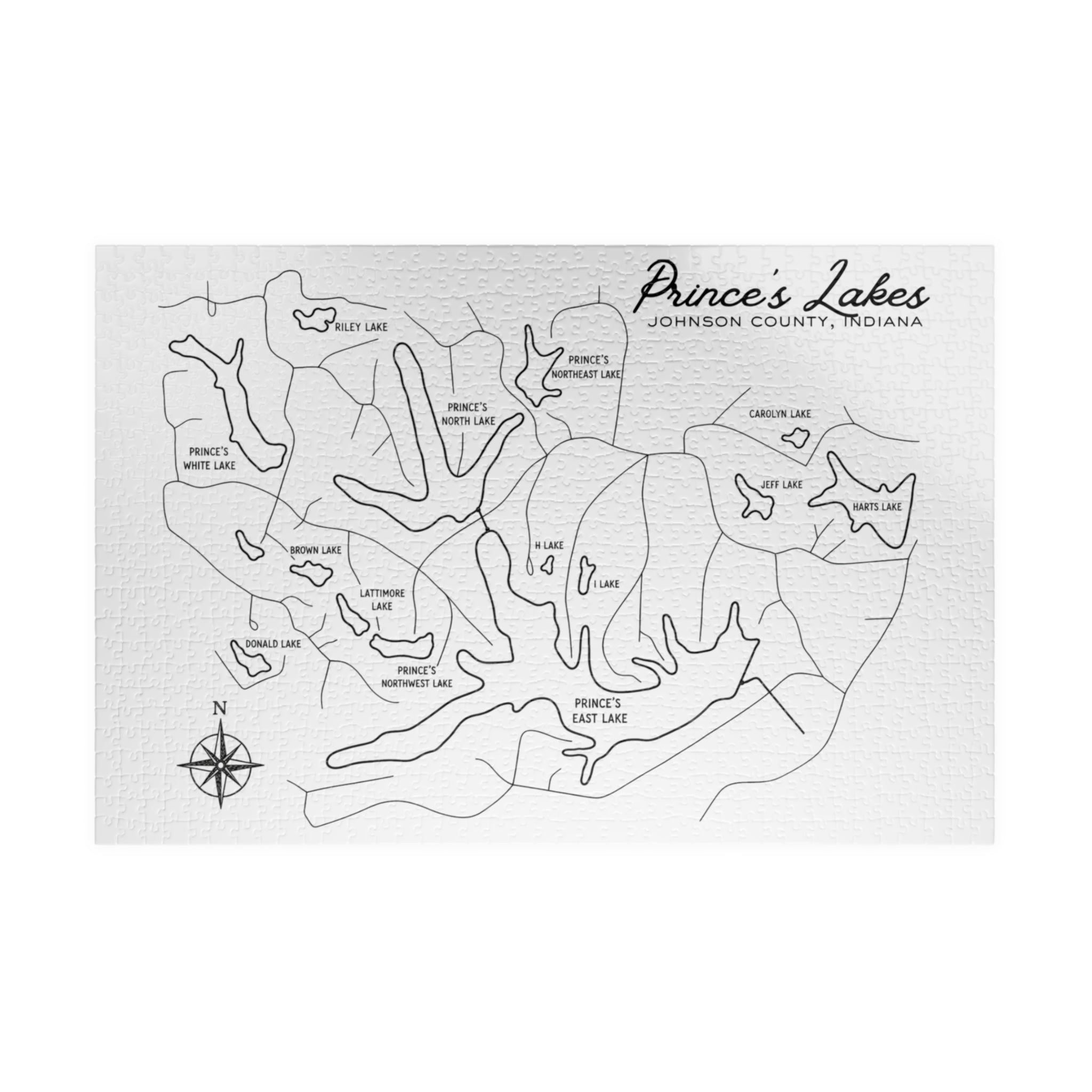 Prince's Lakes Map Puzzle — Illustrated Topographic Jigsaw (1014 pcs)