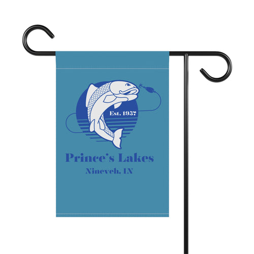 Fishing Garden Flag — "Prince's Lakes, Nineveh, IN" Established 1932 House Banner