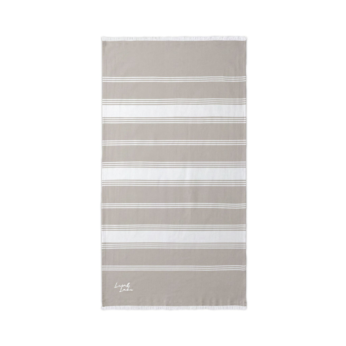 Lamb Lake Striped Embroidered Beach Throw — Lightweight Turkish Towel for Lake, Travel & Summer