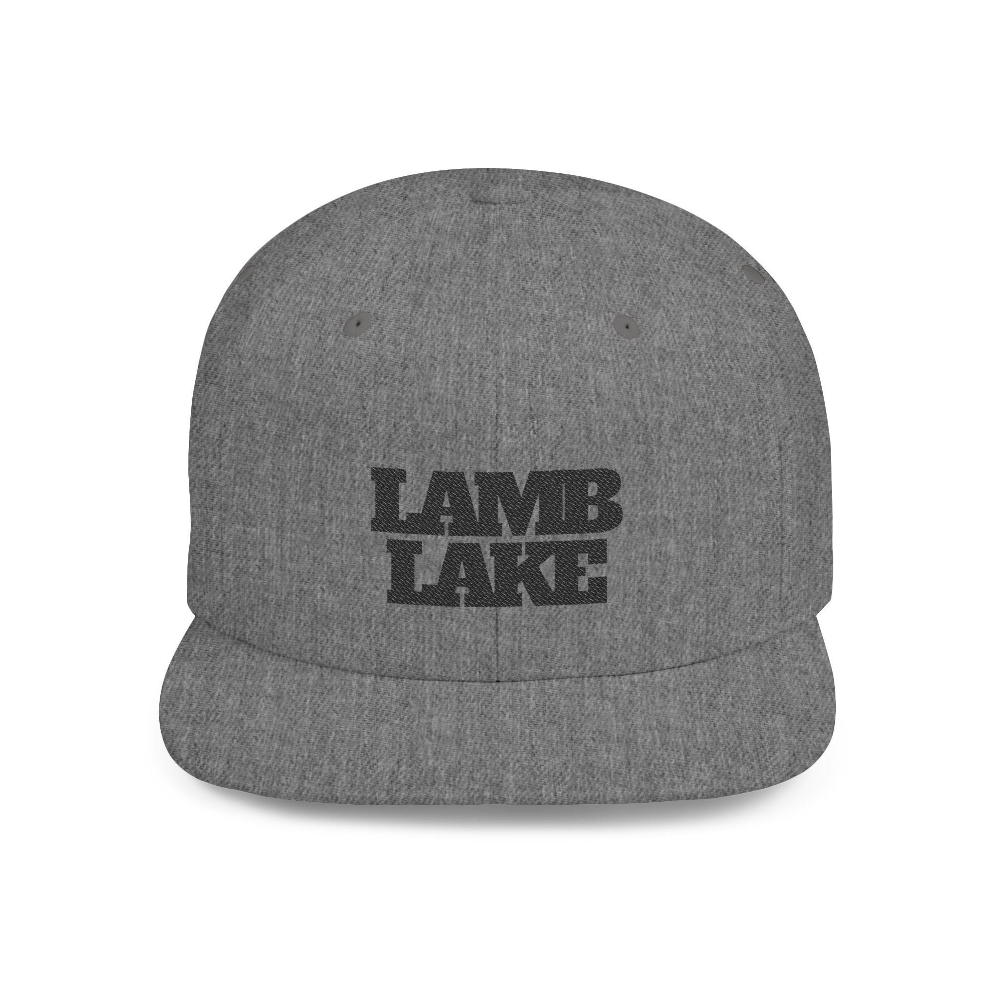 Lamb Lake Flat Bill Snapback Hat — Retro Embroidered Lake Cap