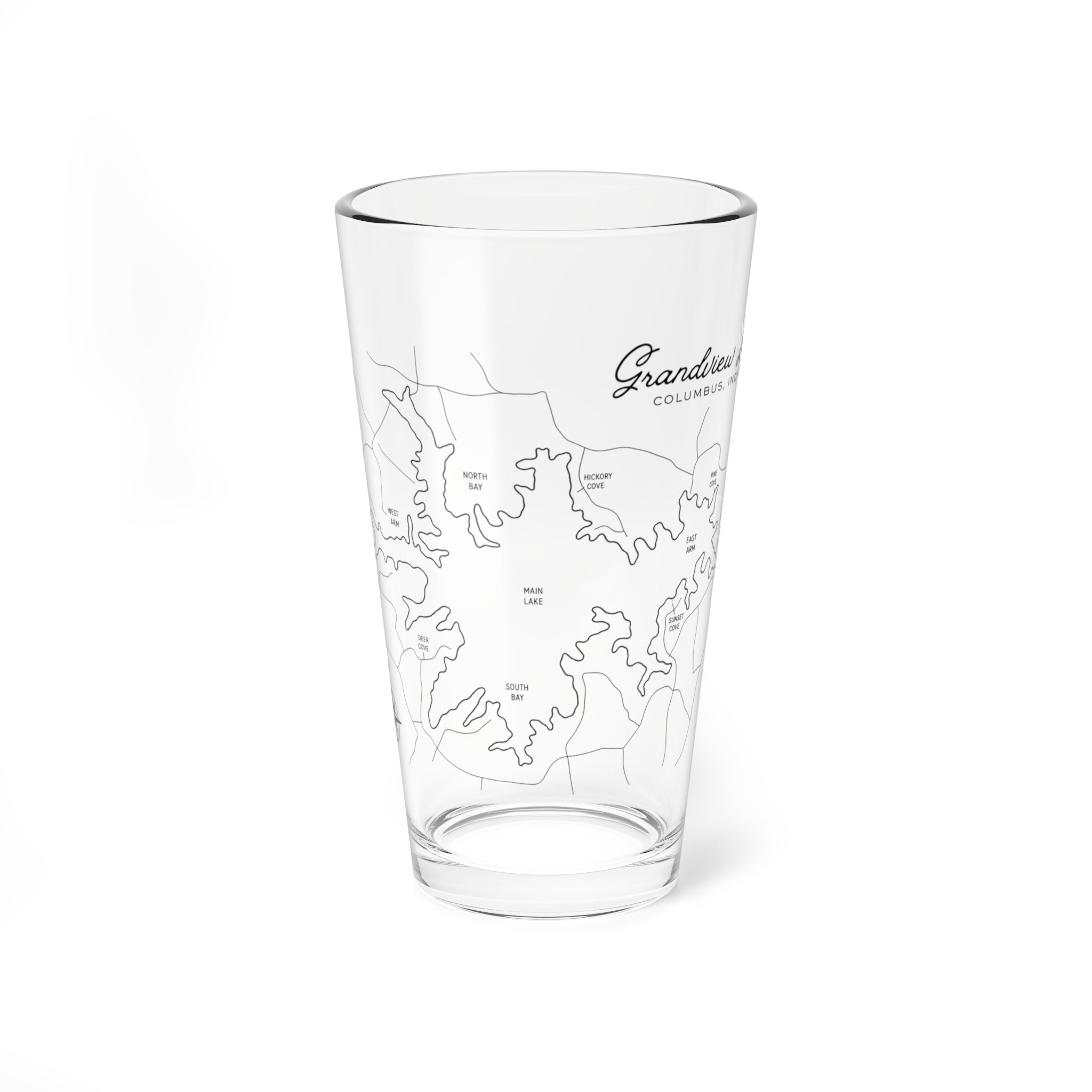 16oz Grandview Lake Map Cocktail Glass