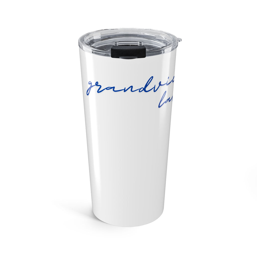 20oz Tumbler — "Grandview Lake" Blue Script Insulated Travel Cup