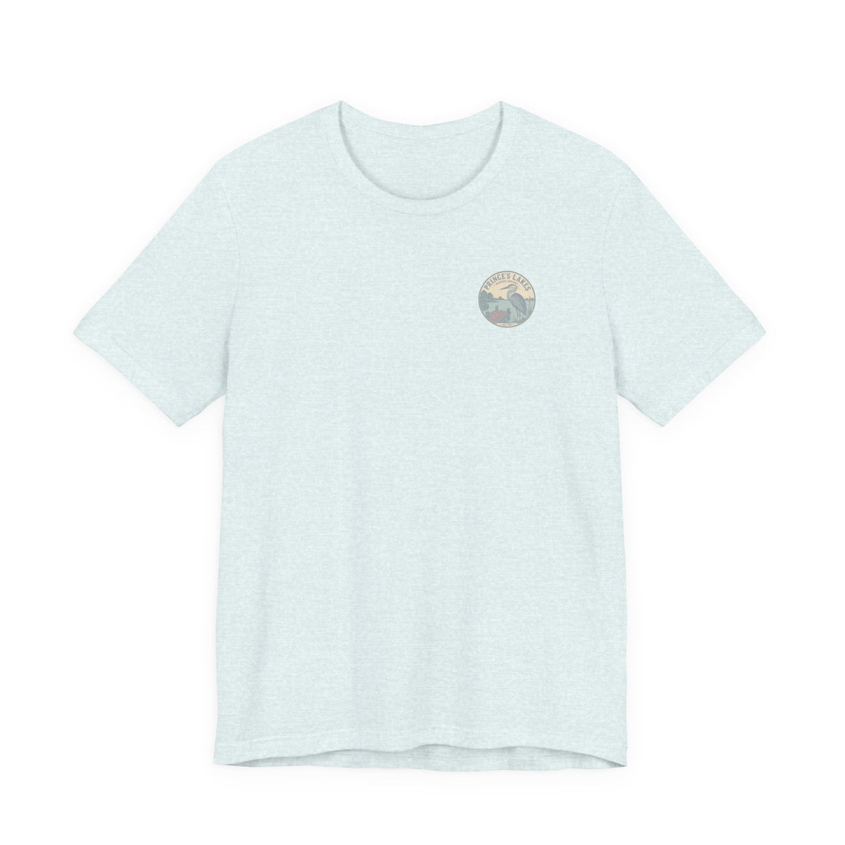 Prince's Lakes Great Blue Heron Graphic Tee — Vintage Nature Pocket & Back Print
