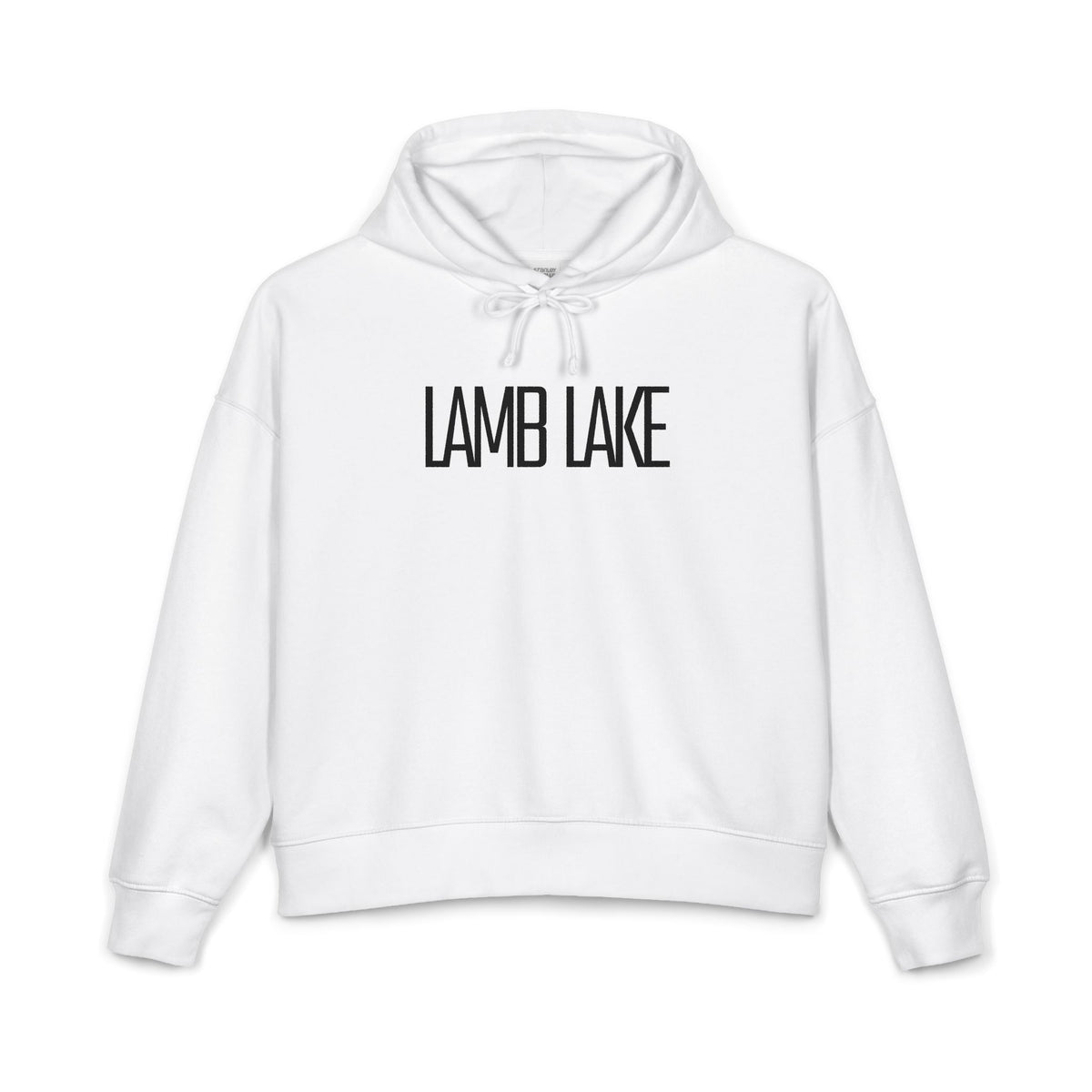 Lamb Lake Organic Women's Hoodie — Black 'Lamb Lake' Cozy Pullover