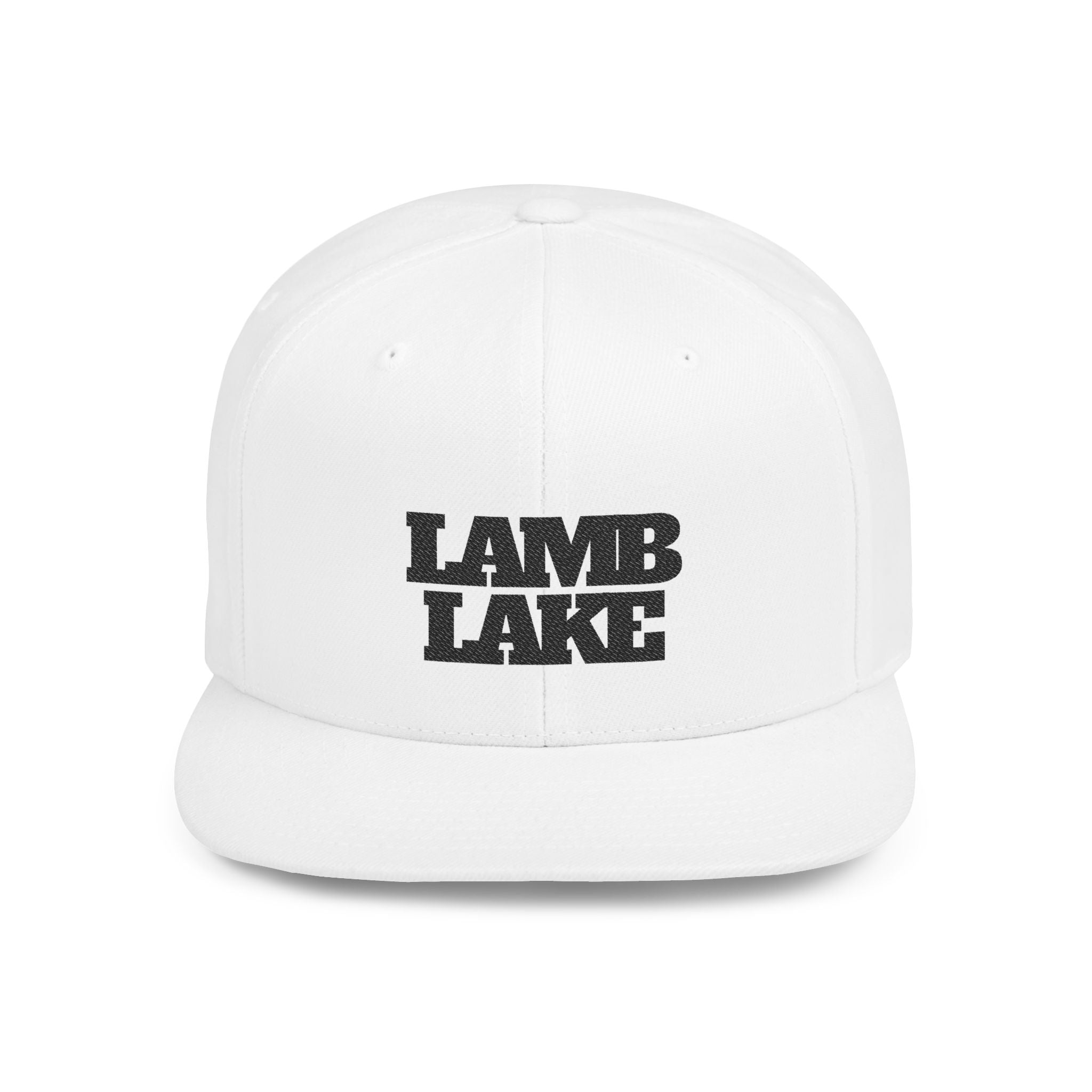 Lamb Lake Flat Bill Snapback Hat — Retro Embroidered Lake Cap