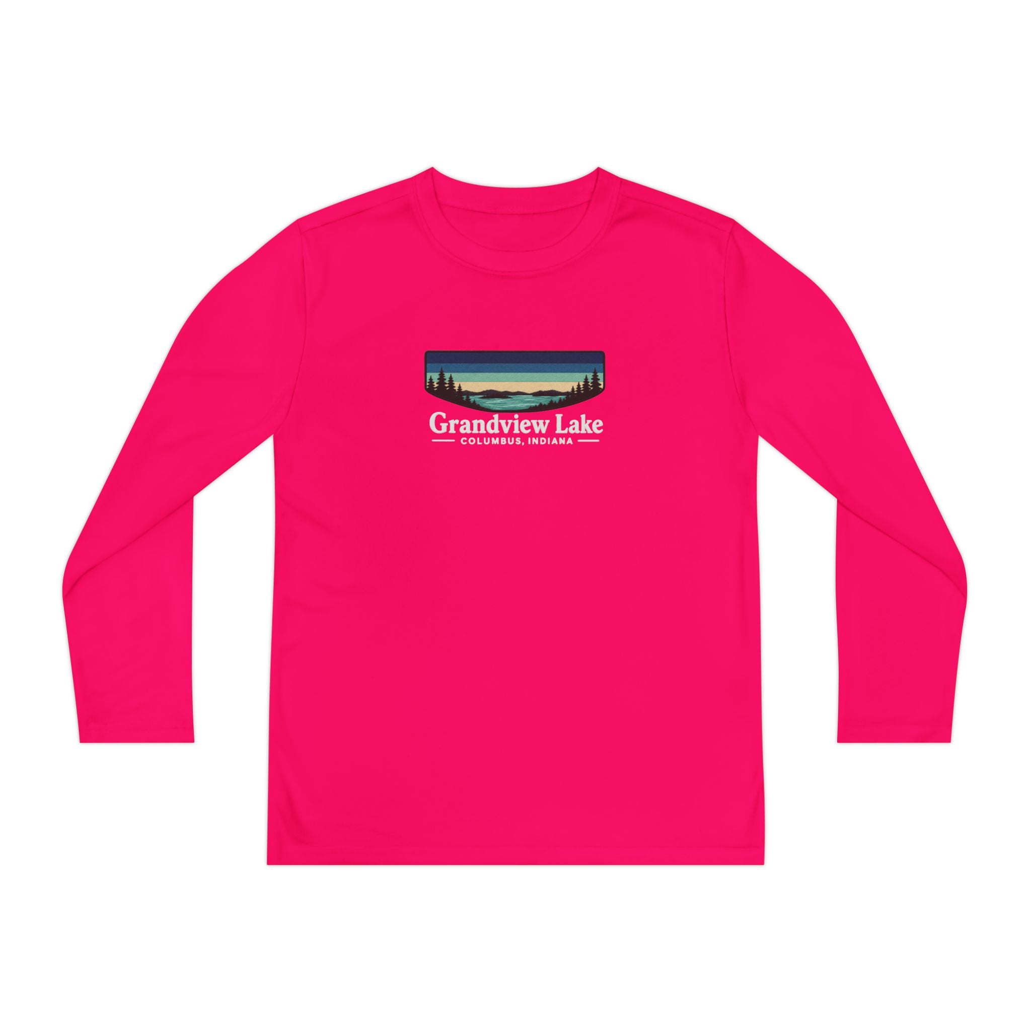 Youth Long Sleeve Tee — Grandview Lake Retro Lakeside Nature Design