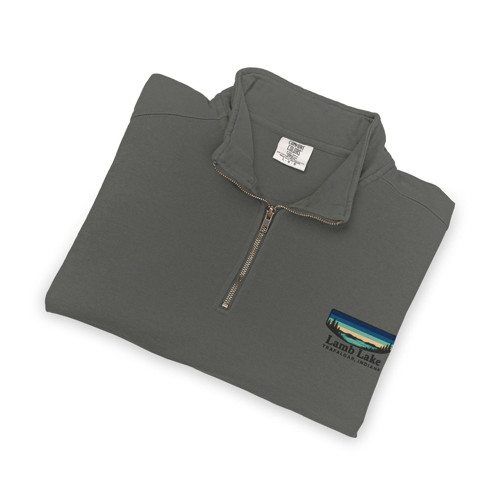 Quarter-Zip Sweatshirt — Lamb Lake Retro Sunset Patch