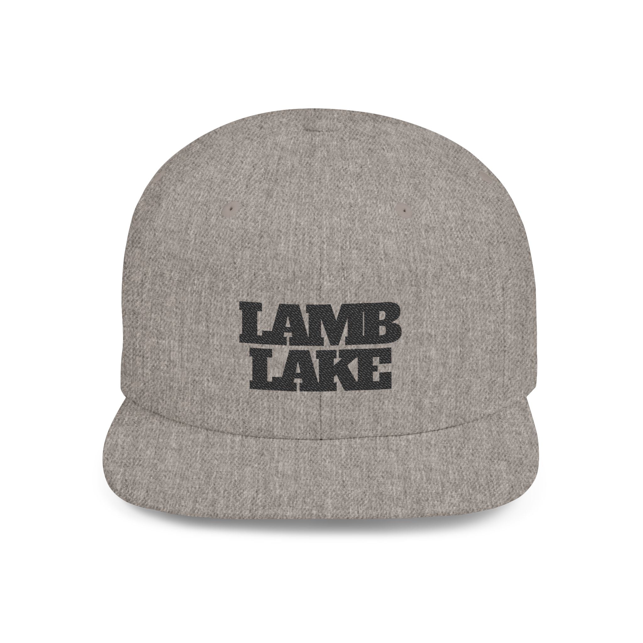 Lamb Lake Flat Bill Snapback Hat — Retro Embroidered Lake Cap