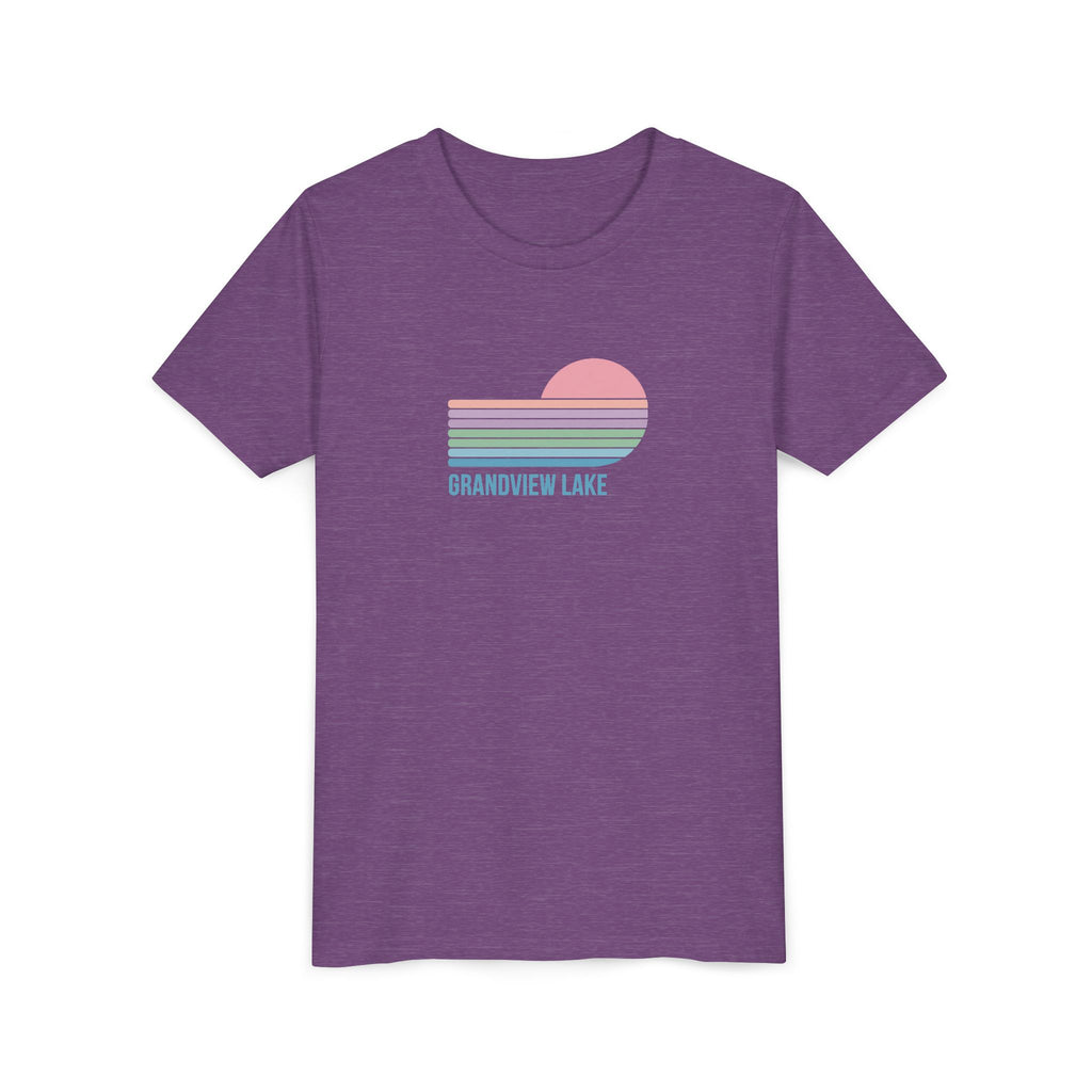 Youth Tee — 'Grandview Lake' Pastel Retro Sunset Kids T-Shirt