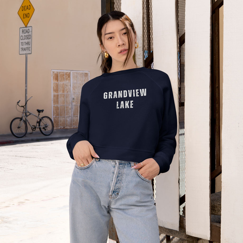 Grandview Lake Cropped Pullover — Minimal White Fleece for Women