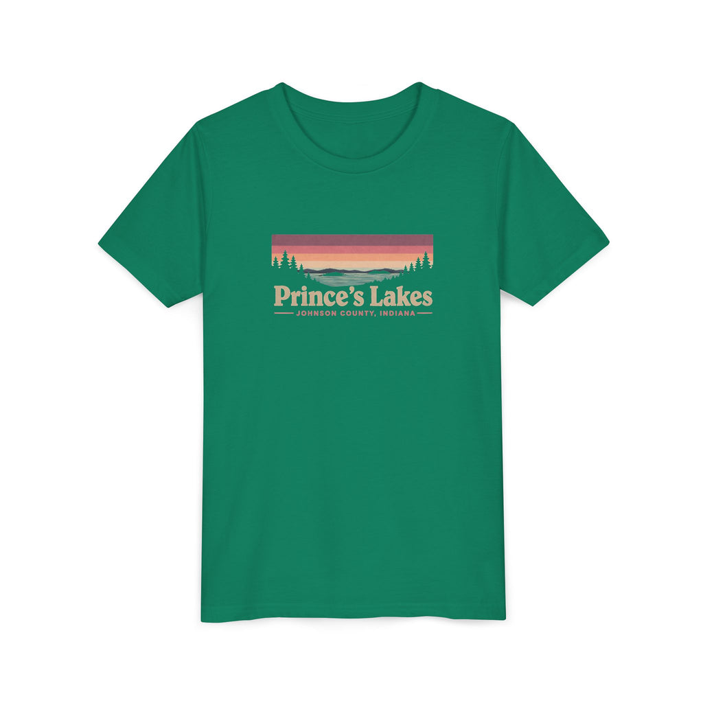 Youth Tee — Prince's Lakes Retro Sunset Graphic