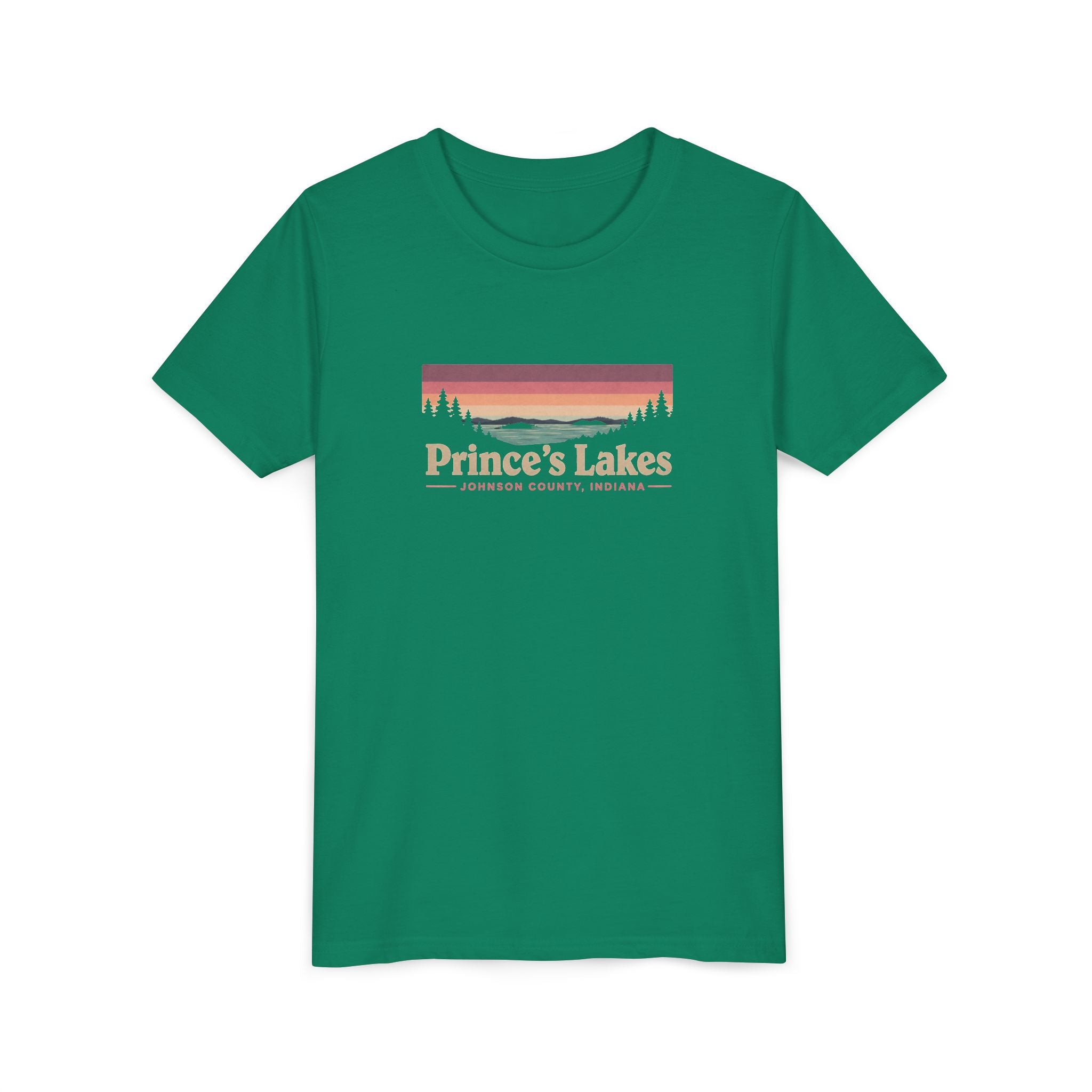 Youth Tee — Prince's Lakes Retro Sunset Graphic