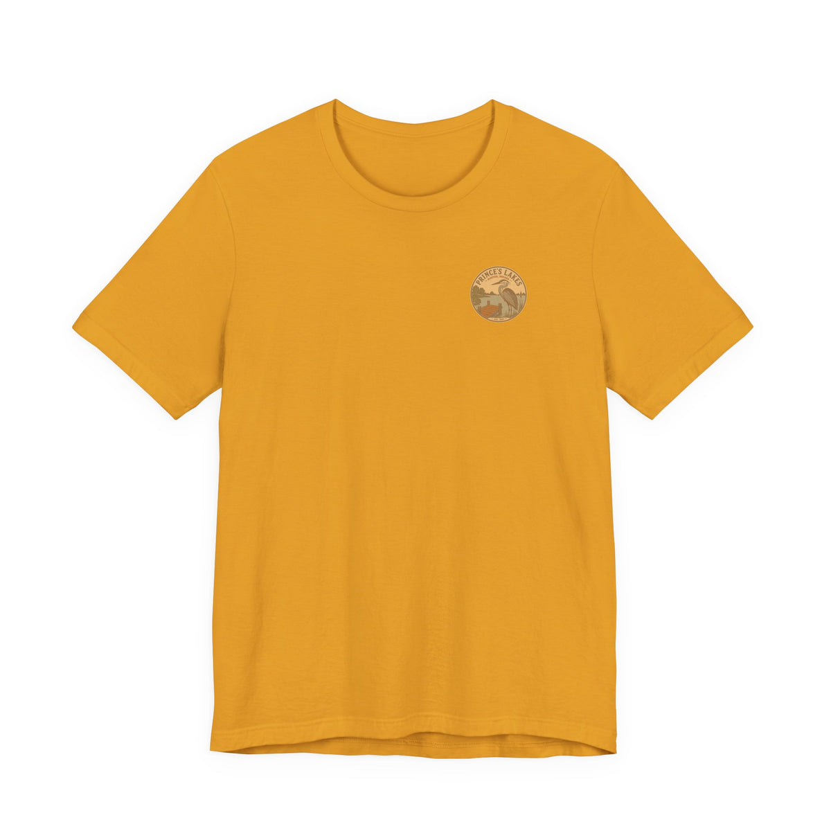 Prince's Lakes Great Blue Heron Graphic Tee — Vintage Nature Pocket & Back Print