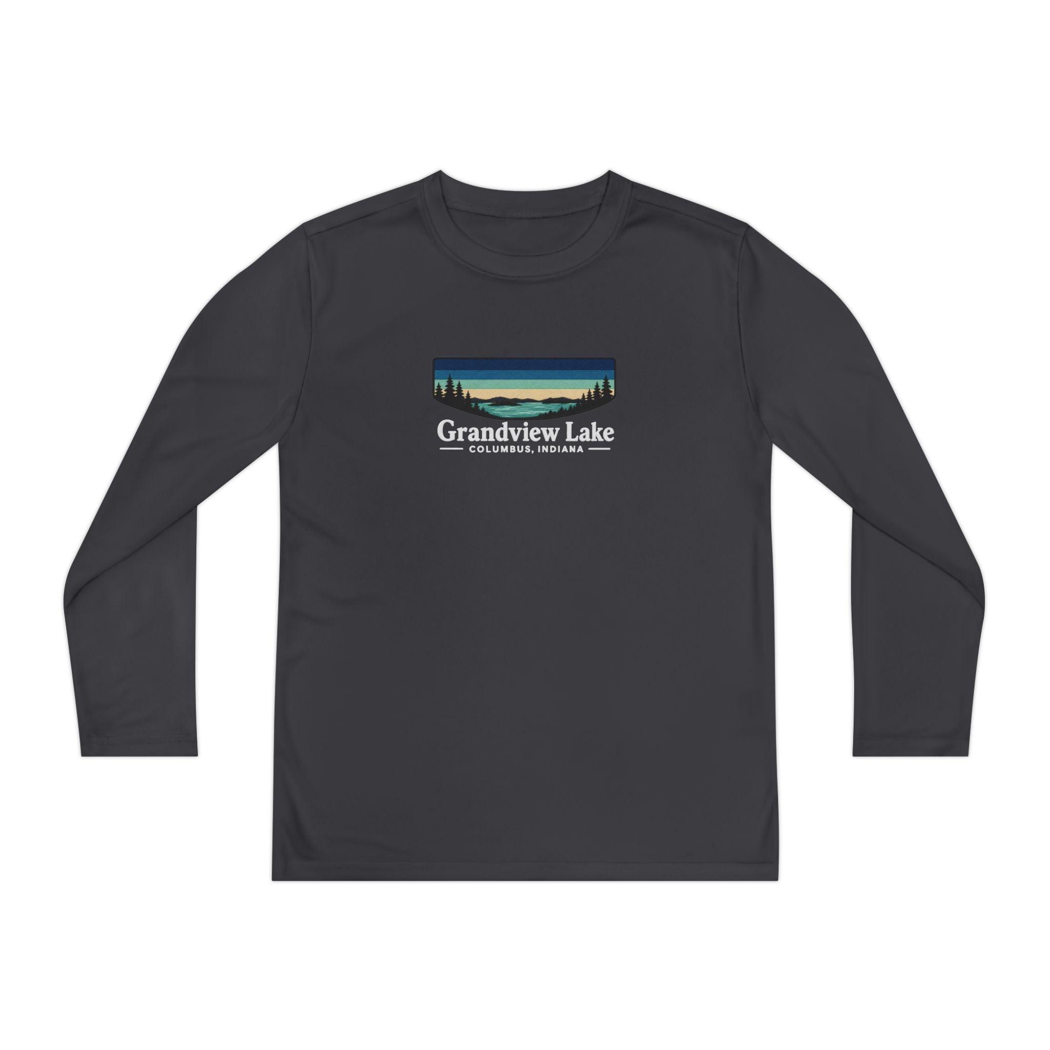 Youth Long Sleeve Tee — Grandview Lake Retro Lakeside Nature Design
