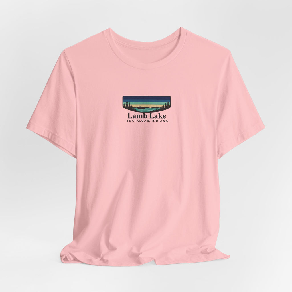Lamb Lake Landscape Tee — Retro Mountain Lake Graphic T-Shirt