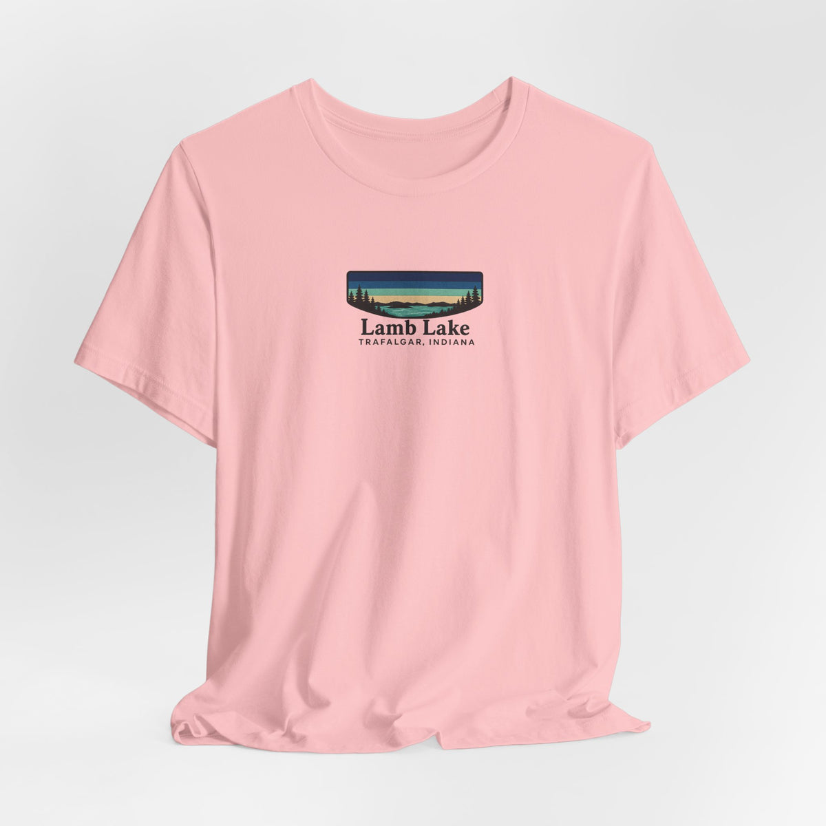 Lamb Lake Landscape Tee — Retro Mountain Lake Graphic T-Shirt