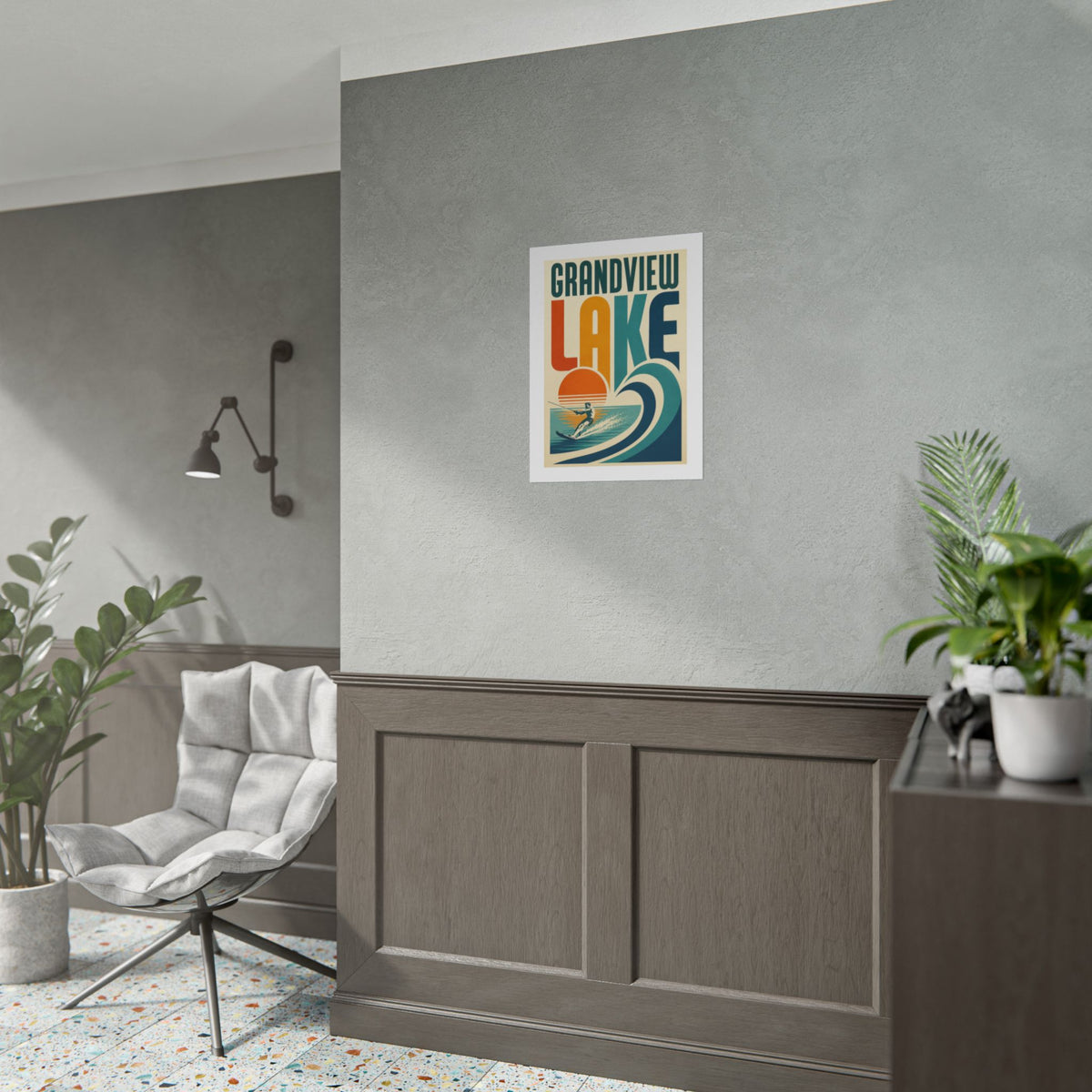 Grandview Lake Vintage Surf Poster — Retro Lakeside Wall Art (Rolled Poster)