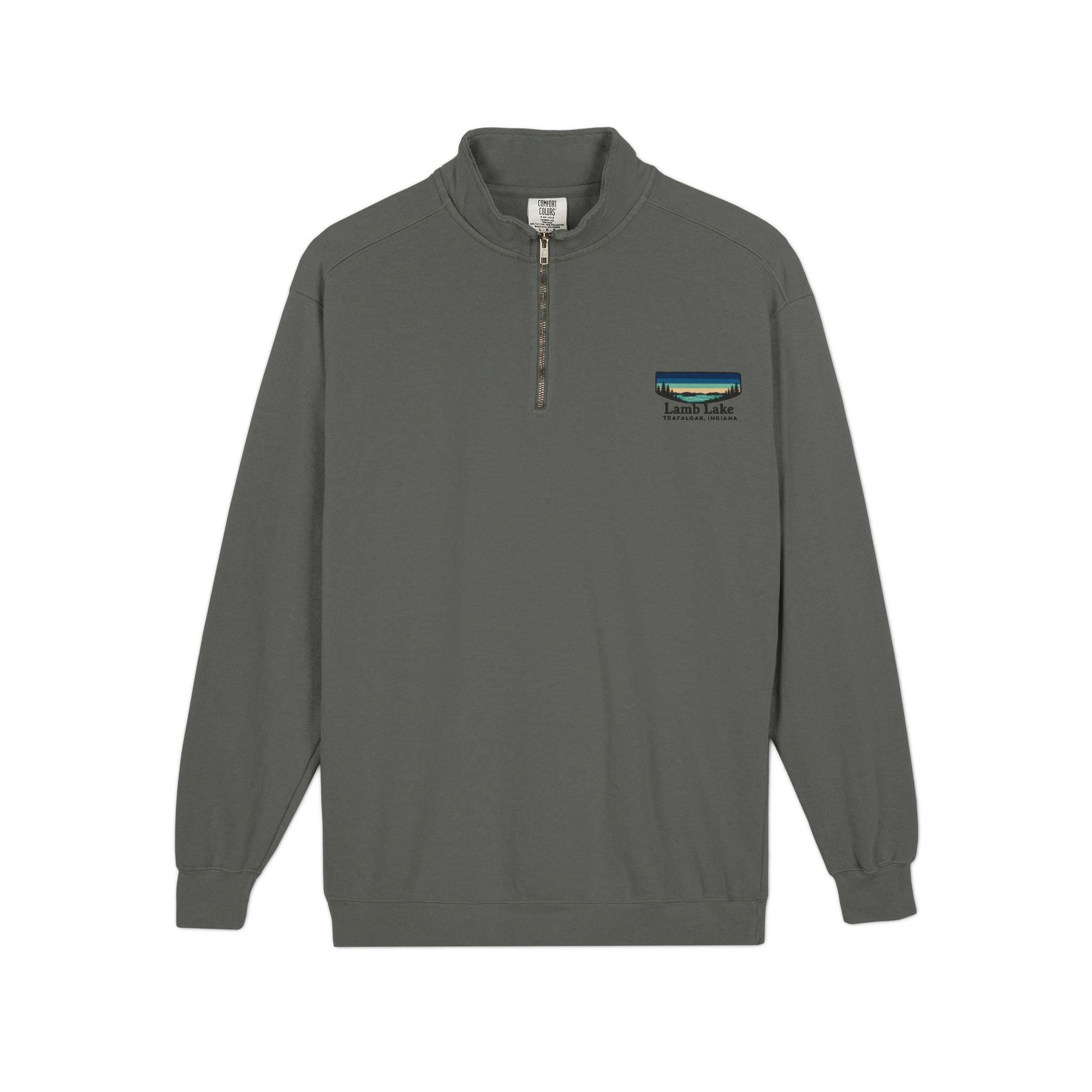 Quarter-Zip Sweatshirt — Lamb Lake Retro Sunset Patch