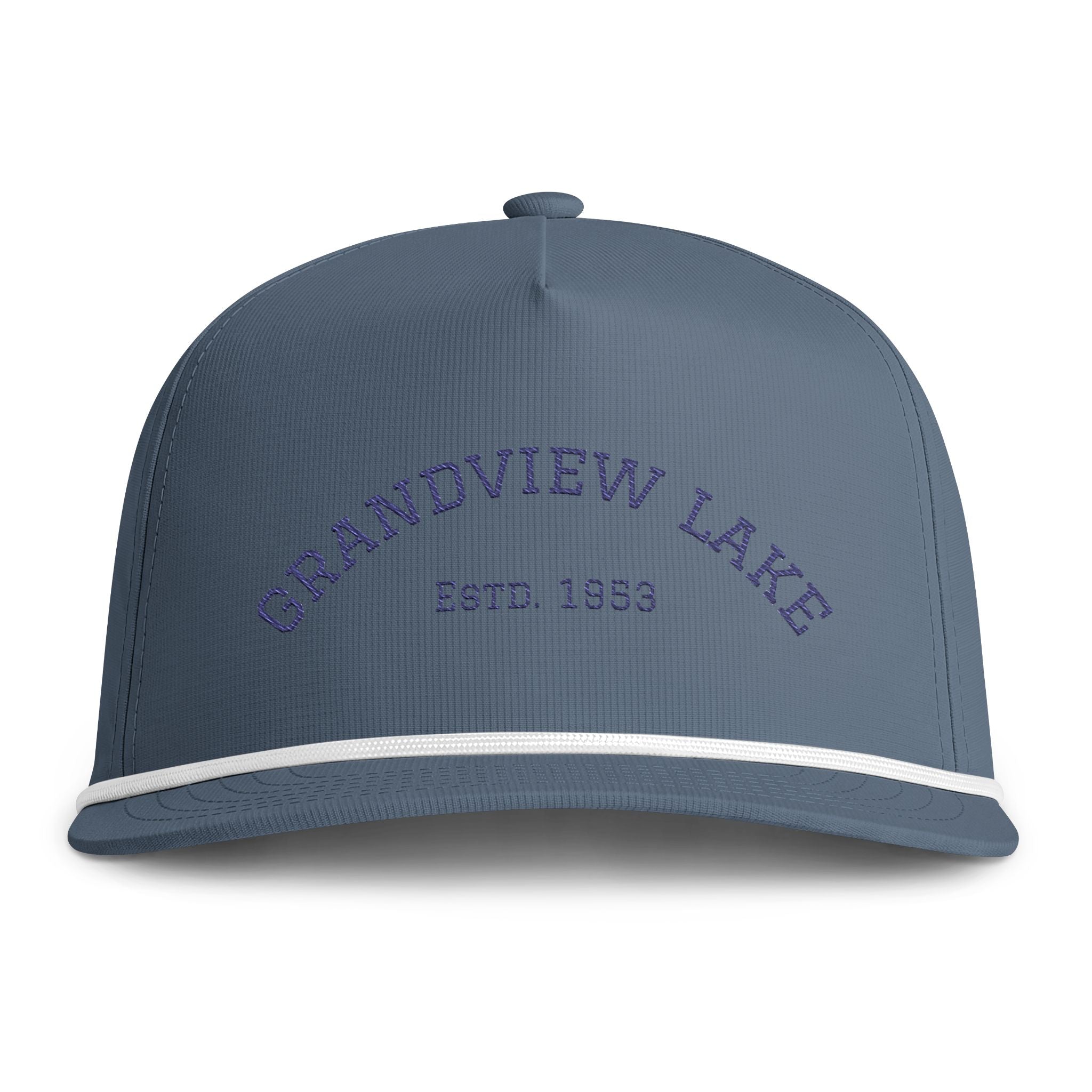 Grandview Lake Rope Cap — Embroidered Stitch Vintage Sun-washed Trucker Hat