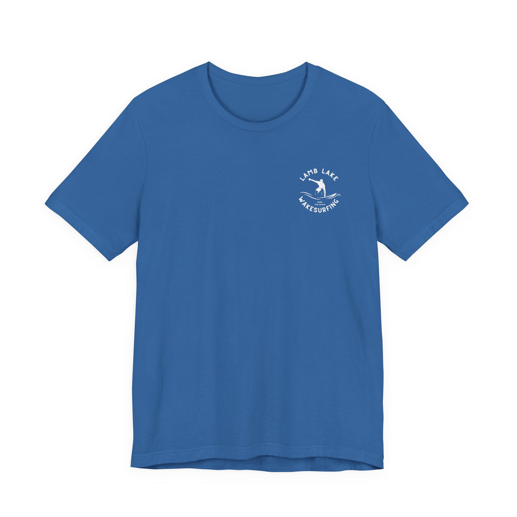 Wakesurf Pocket & Back Print Lamb Lake Minimalist Tee —  Short Sleeve Shirt