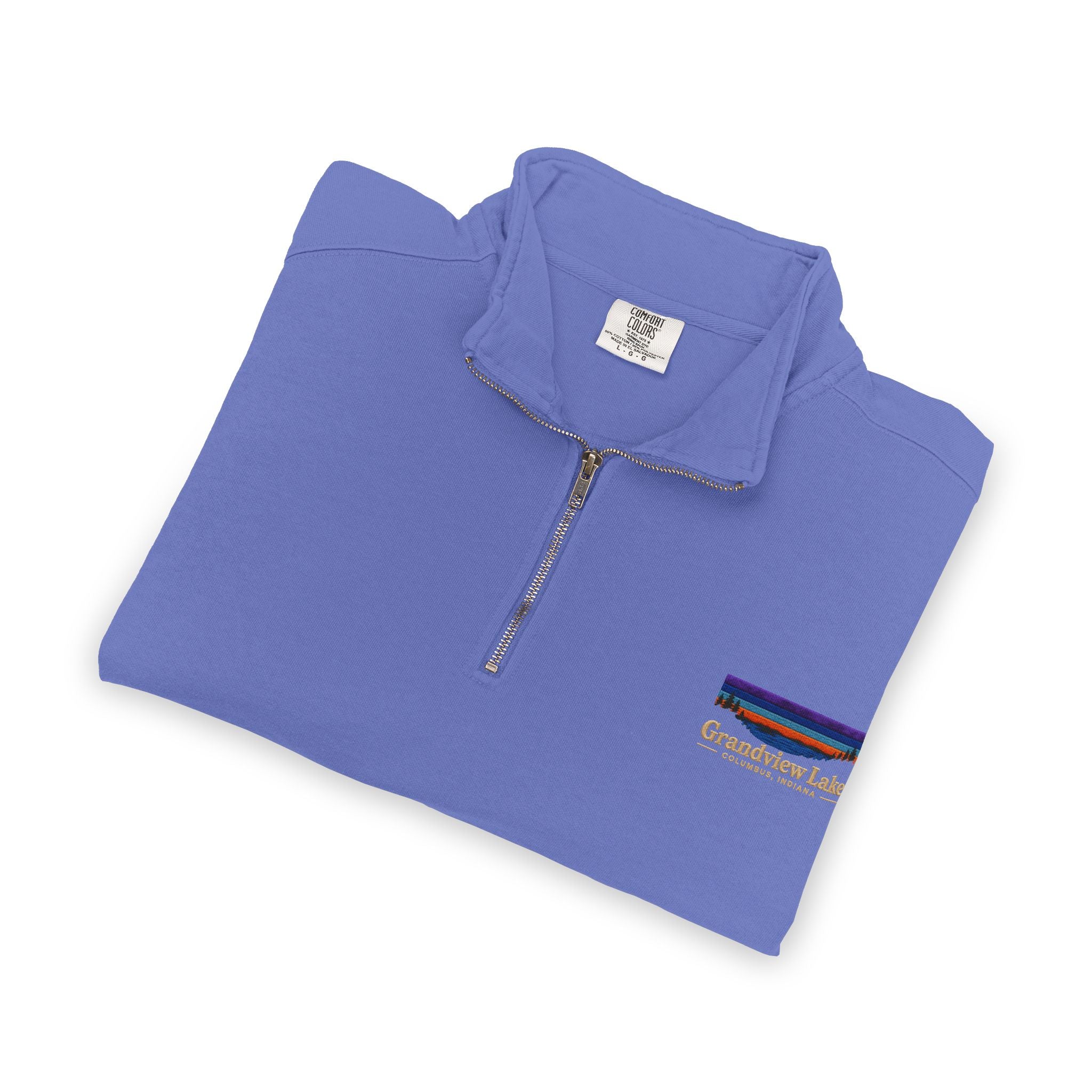 Quarter-Zip Sweatshirt — Grandview Lake Retro Sunset Patch
