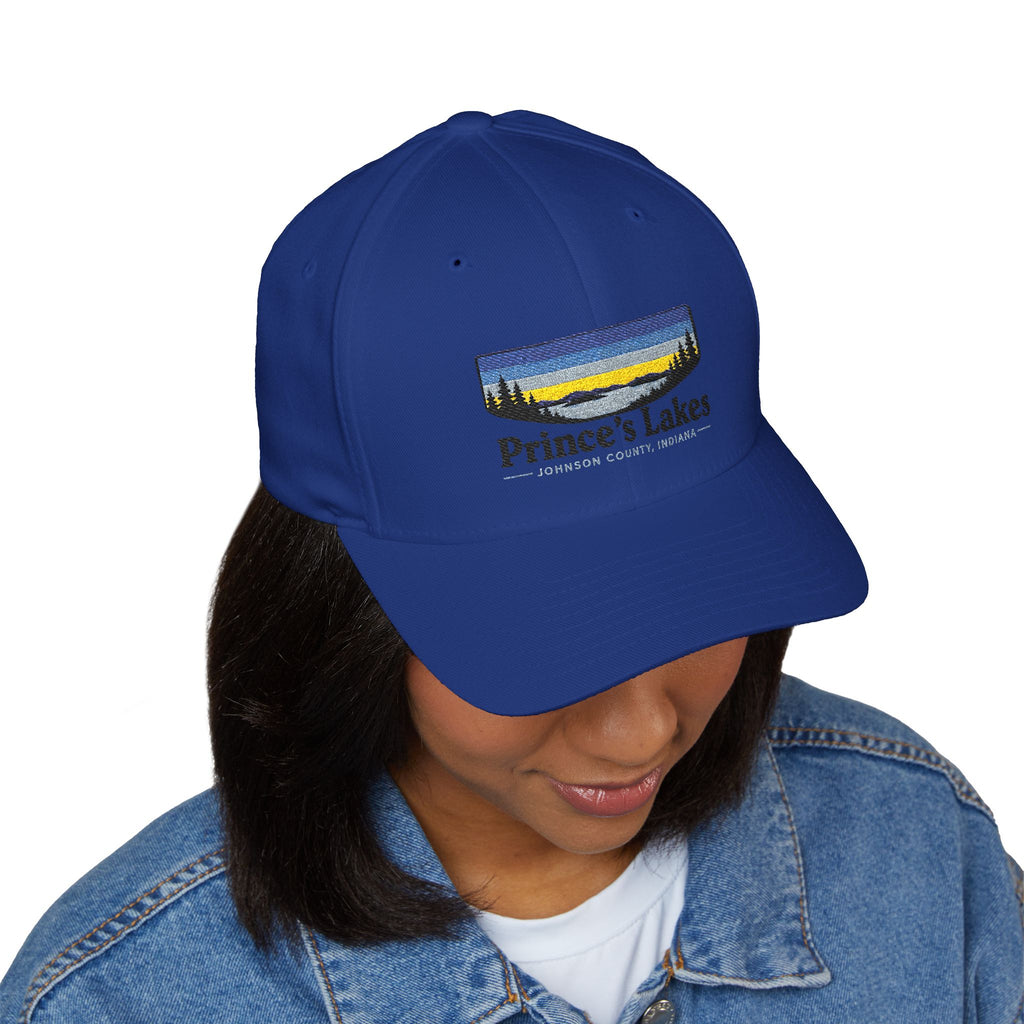 Prince’s Lakes Embroidered Cap — Scenic Lake Sunset Hat