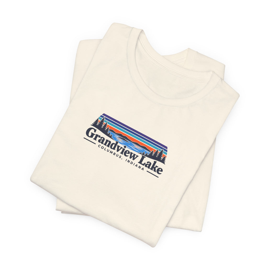 Grandview Lake Landscape Tee — Retro Mountain Lake Graphic T-Shirt