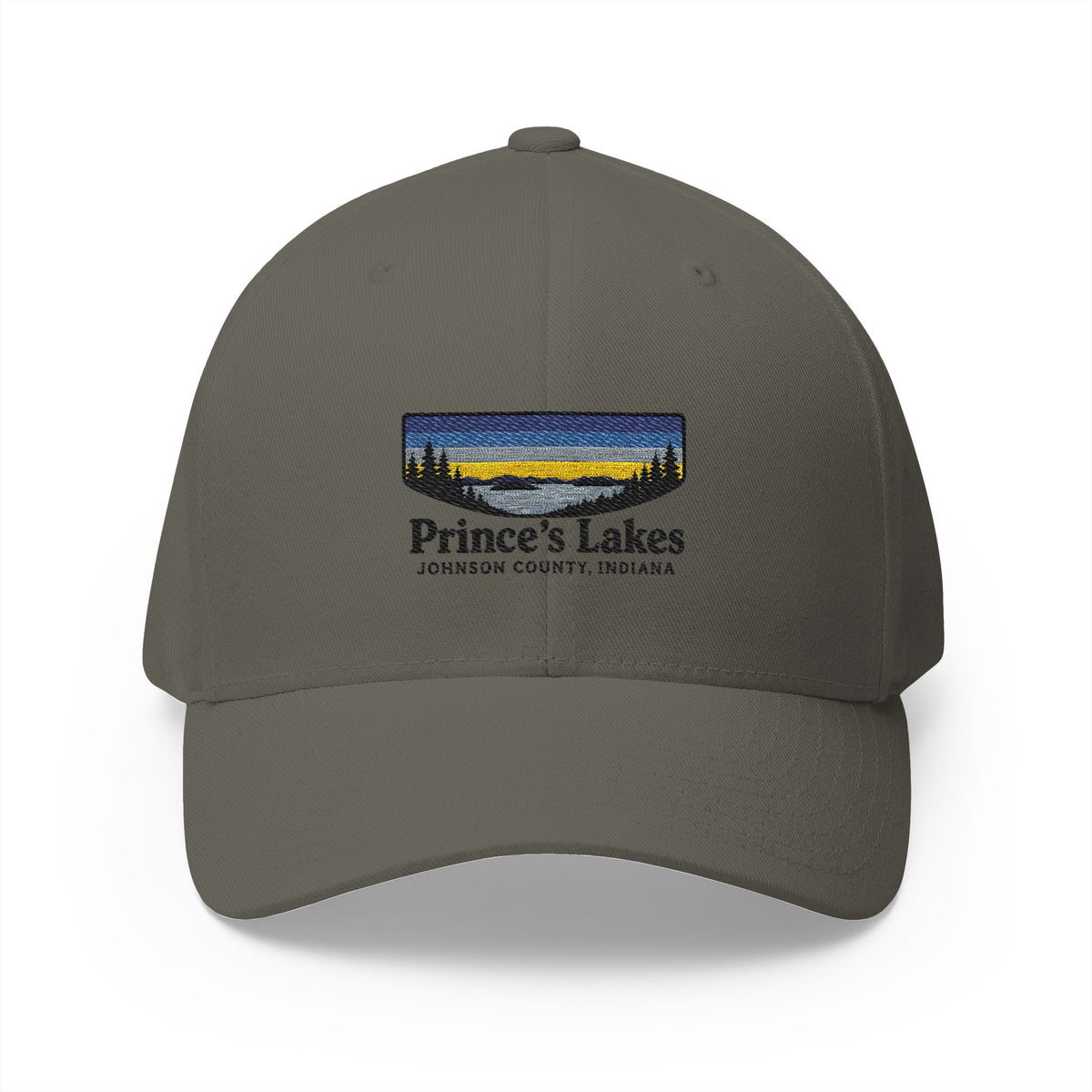 Prince’s Lakes Embroidered Cap — Scenic Lake Sunset Hat