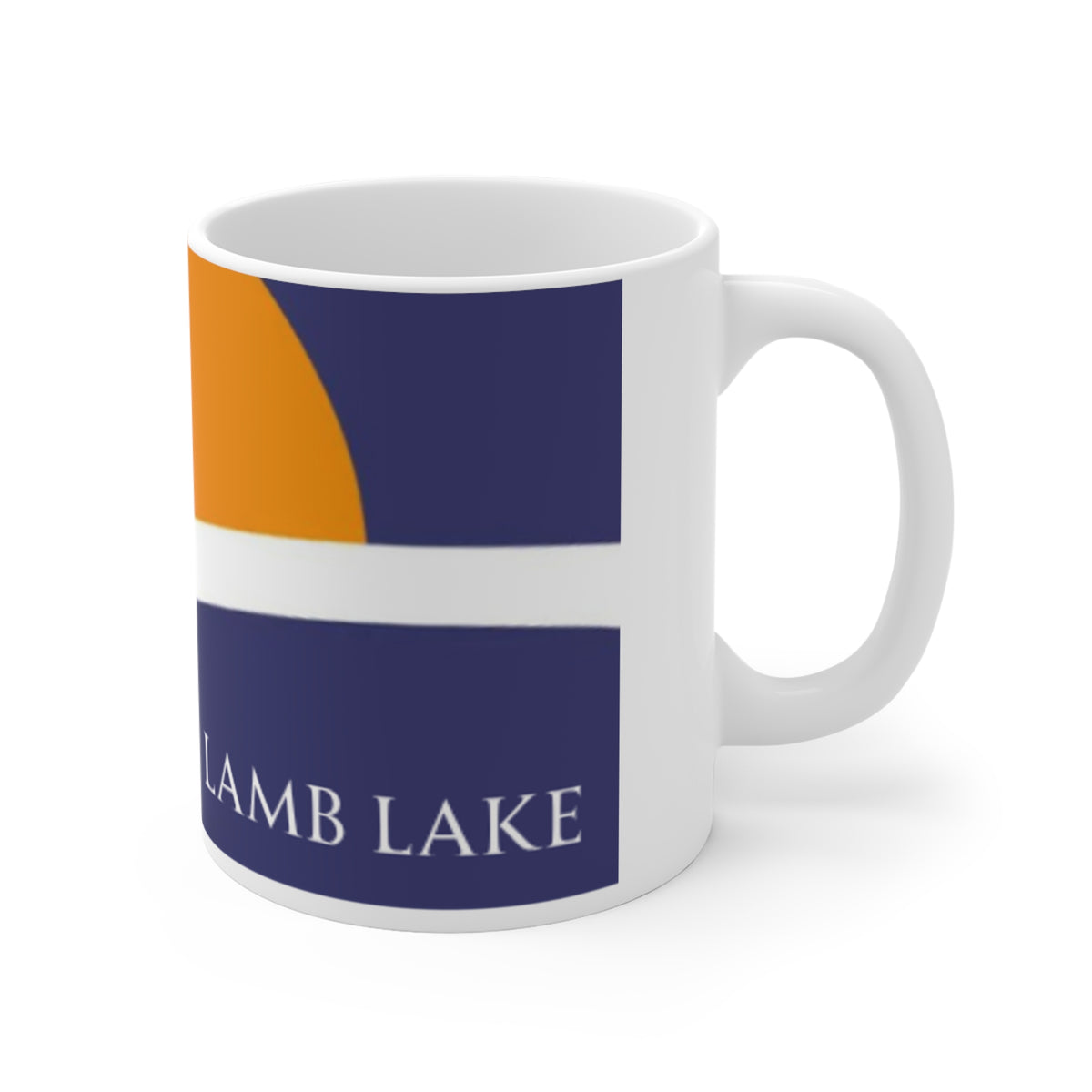Lamb Lake Flag Sunset Mug — Scenic Lake Cabin Coffee Cup (11oz)
