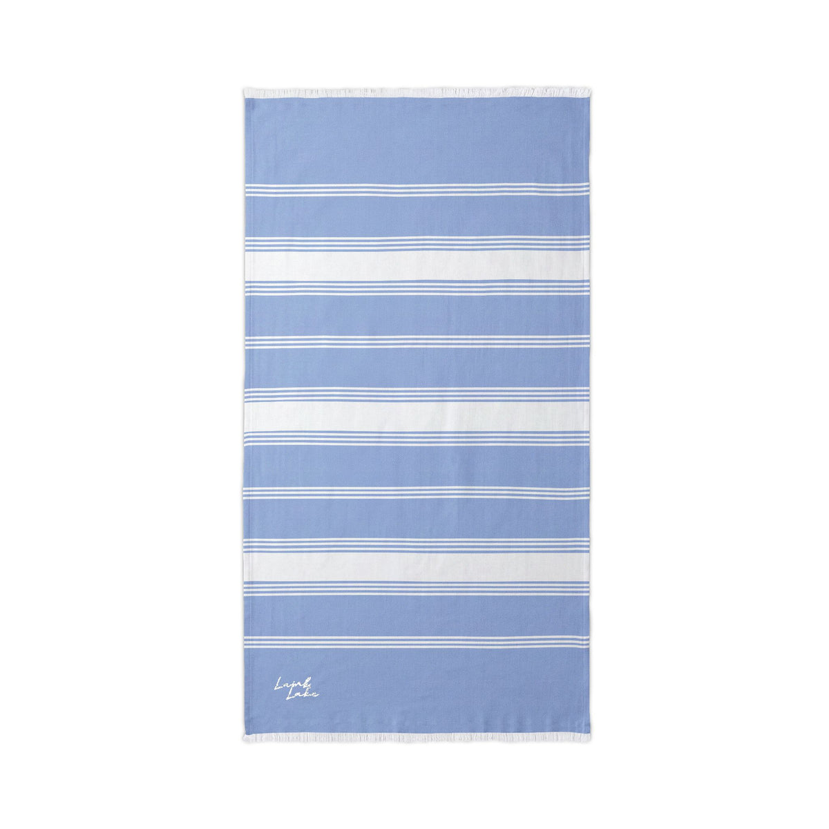 Lamb Lake Striped Embroidered Beach Throw — Lightweight Turkish Towel for Lake, Travel & Summer
