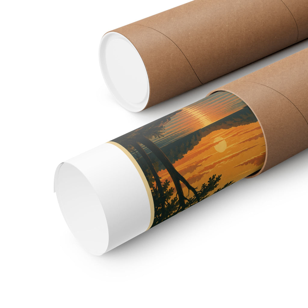 Prince's Lakes Sunset Vintage Travel Poster - Matte Vertical Wall Art