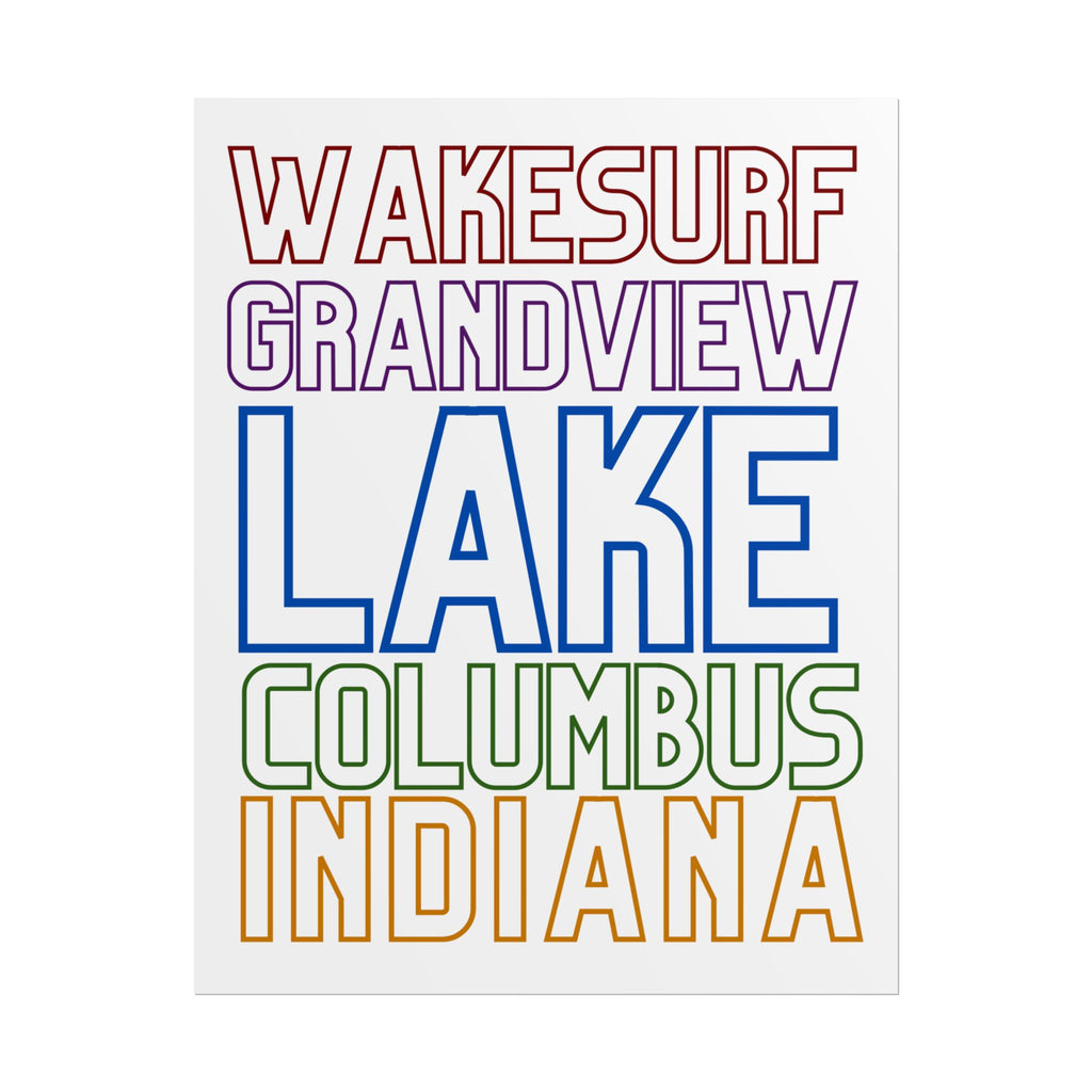 Lake Columbus Indiana Wakesurf Poster — Grandview Typography Rolled Poster