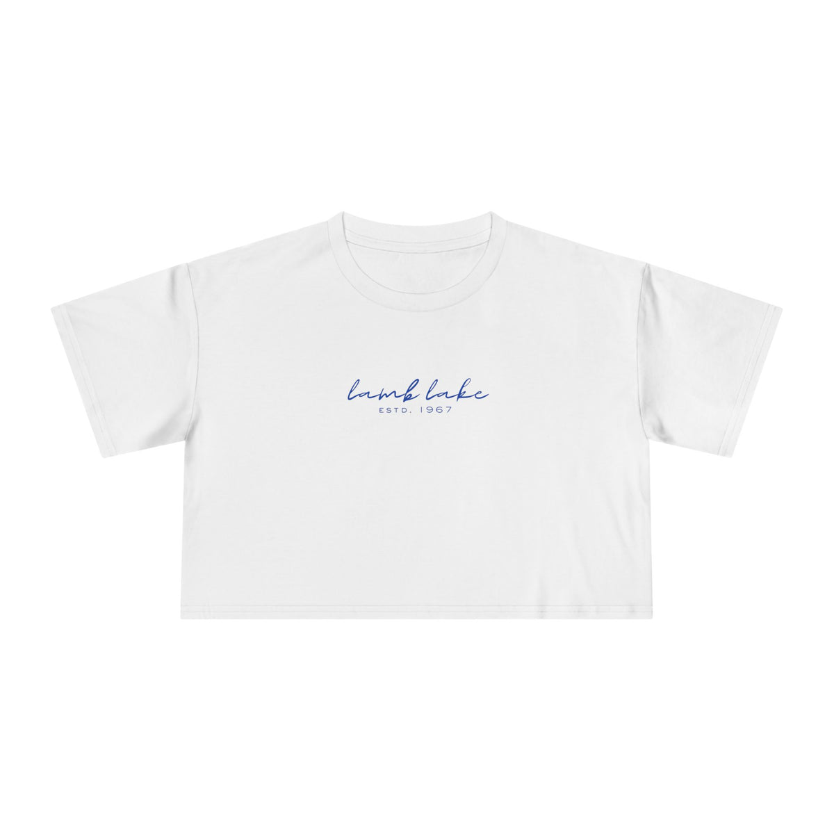 Script Logo Crop Tee — "lamb lake" Women's Casual Top