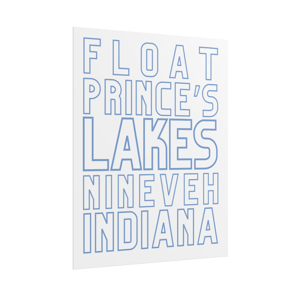 Rolled Poster — Float Prince's Lakes Nineveh Indiana Minimal Typography Travel Art