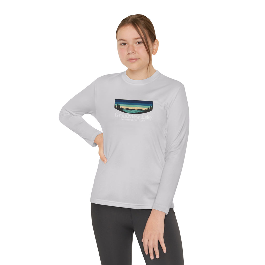 Youth Long Sleeve Tee — Grandview Lake Retro Lakeside Nature Design