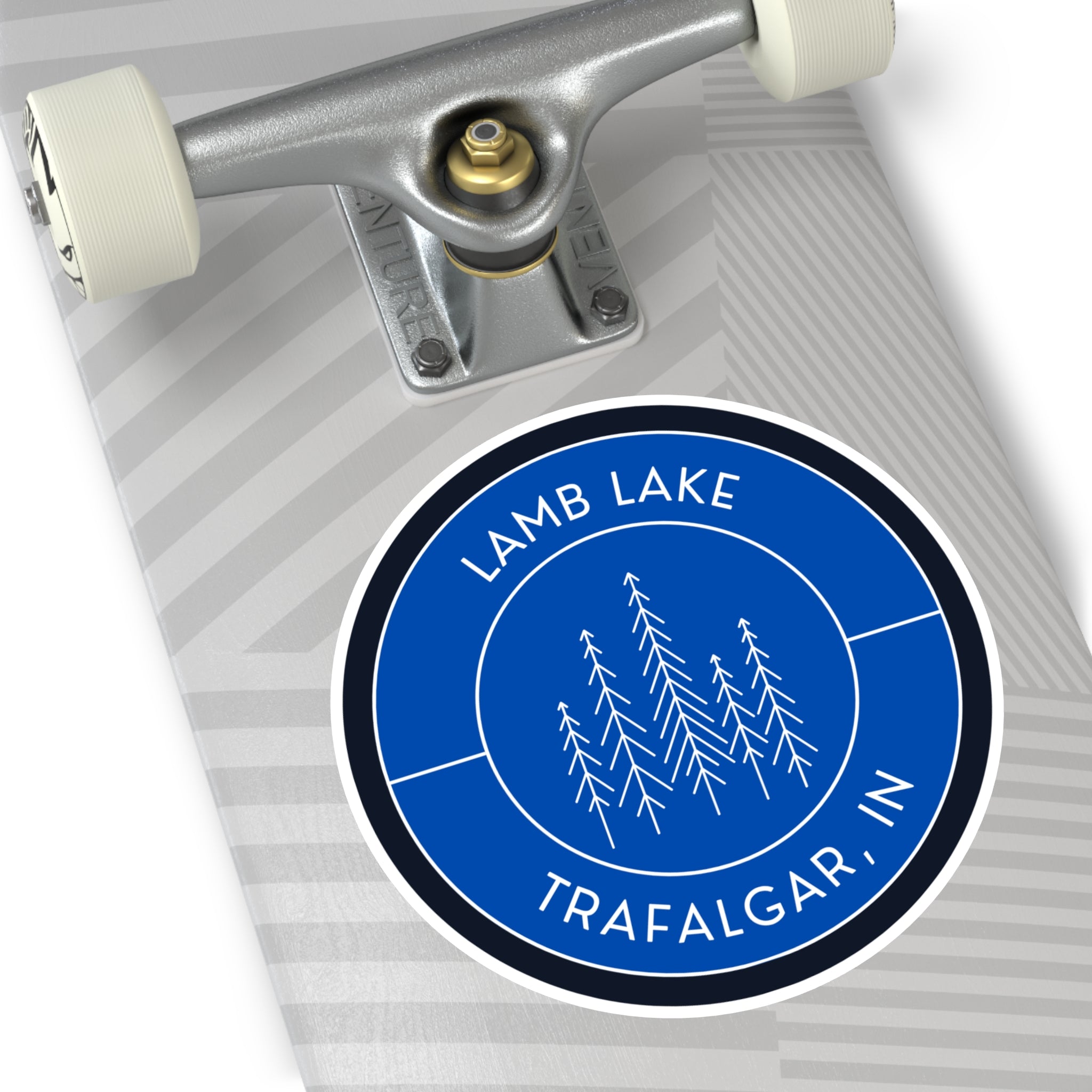 Lamb Lake Round Vinyl Sticker — Forest Emblem