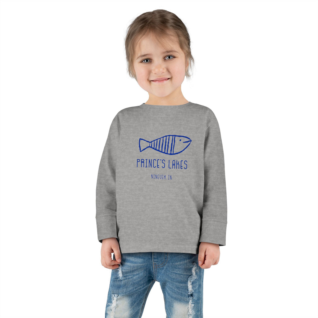 Toddler Long Sleeve Tee — "Prince's Lakes" Hand-Drawn Fish Graphic
