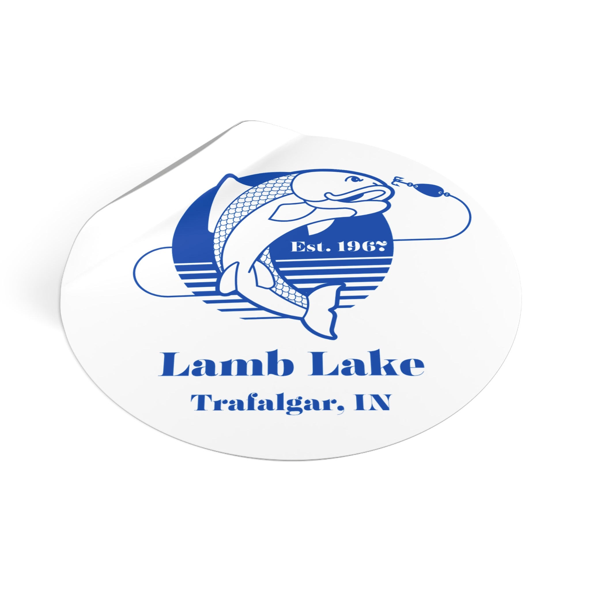Lamb Lake Fishing Round Vinyl Sticker