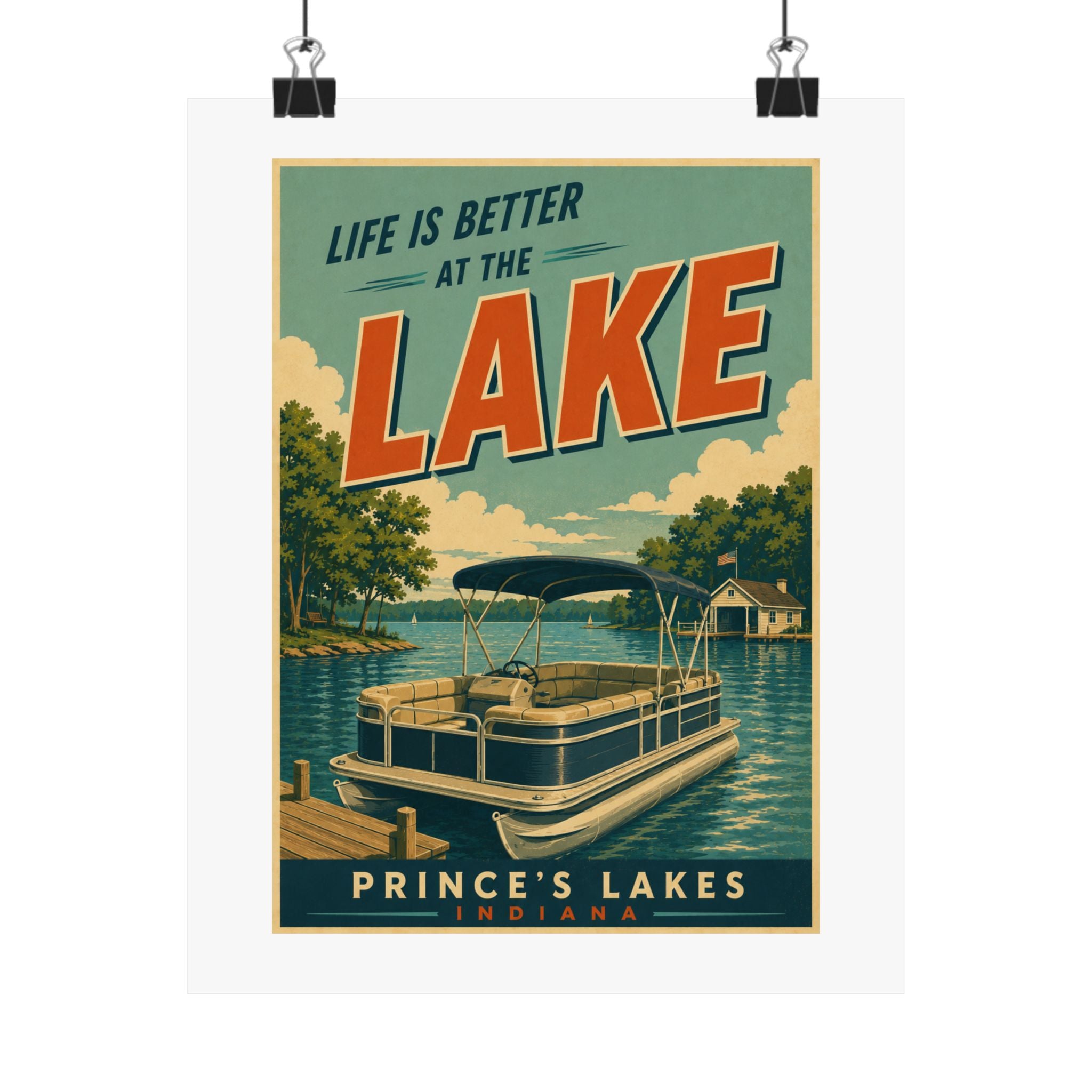 Lake Life Vintage Travel Poster Matte Print