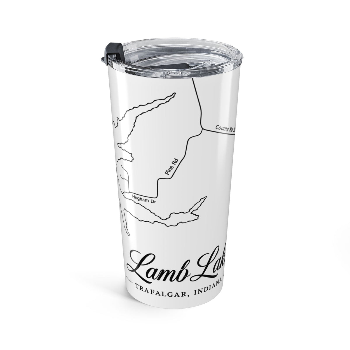 20oz Lake Map Tumbler — Personalized Travel Mug