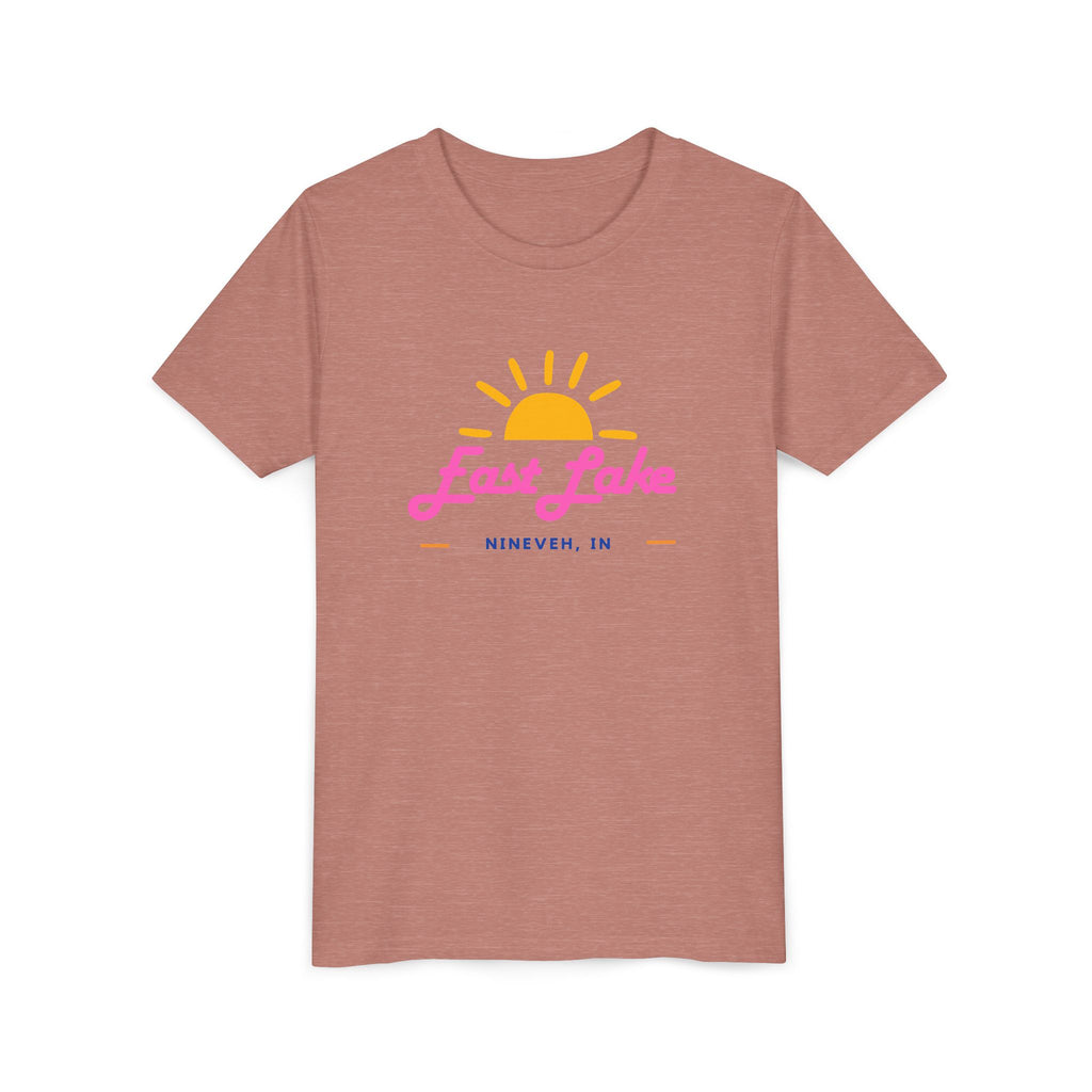 Youth Tee — East Lake Retro Sunset Kids Shirt (East Lake, IN)