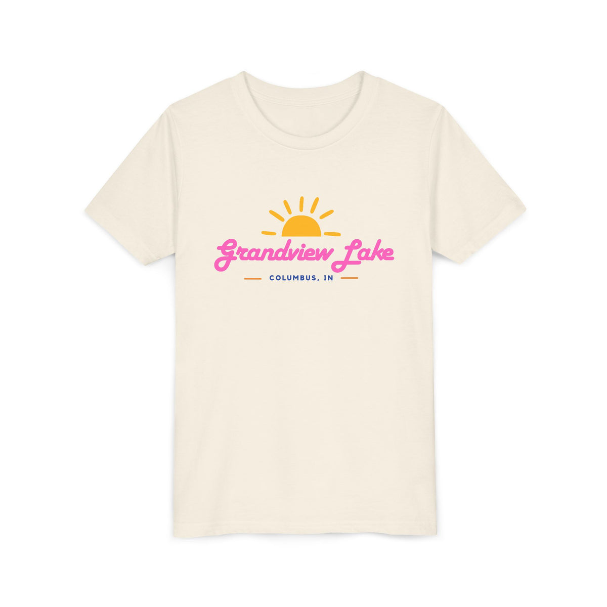Youth Tee — Grandview Lake Retro Sunset Kids Shirt (Columbus, IN)