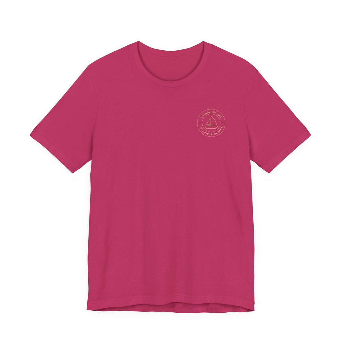 Sailboat Pocket & Back Print Grandview Lake Minimalist Tee —  Short Sleeve Shirt