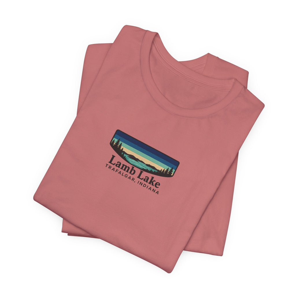 Lamb Lake Landscape Tee — Retro Mountain Lake Graphic T-Shirt