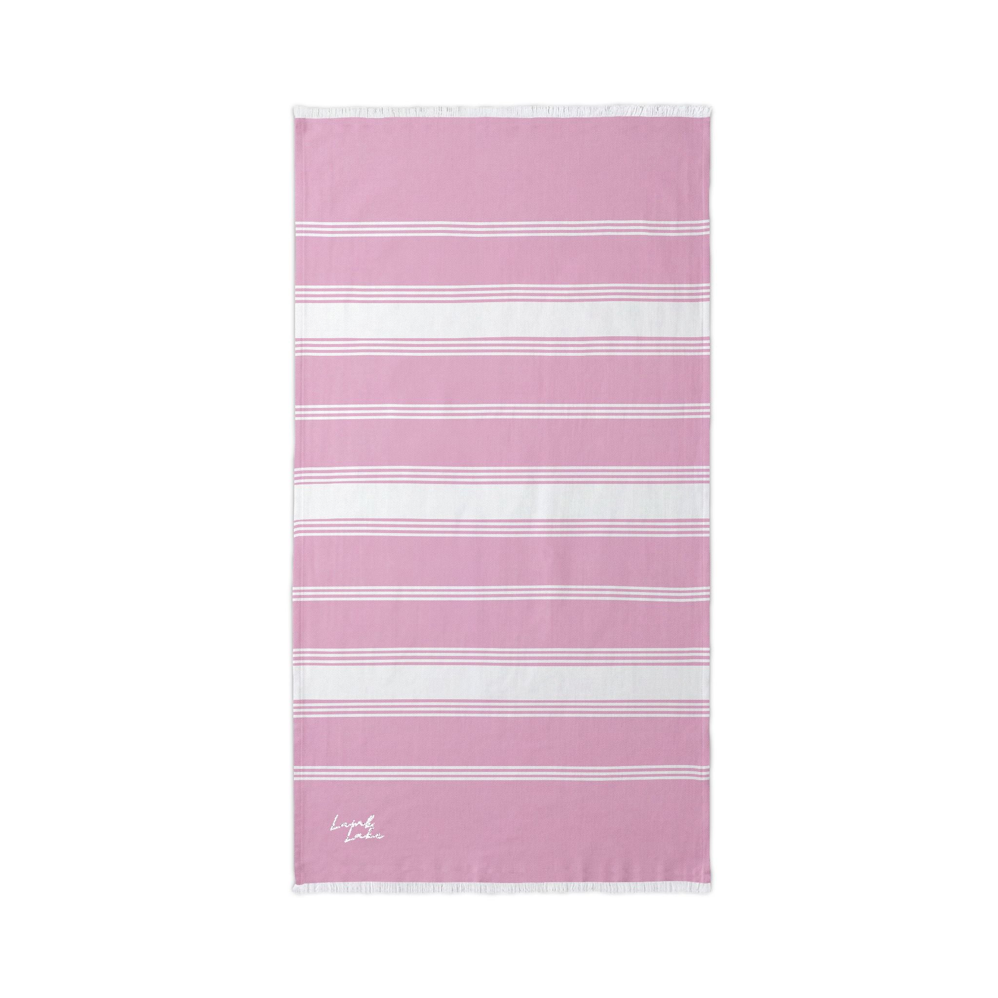 Lamb Lake Striped Embroidered Beach Throw — Lightweight Turkish Towel for Lake, Travel & Summer